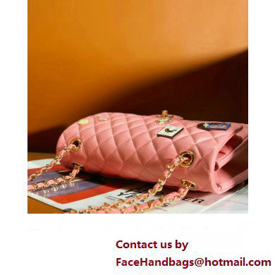 chanel Lambskin, Enamel  &  Gold-Tone Metal Classic Handbag A01112 pink 2024